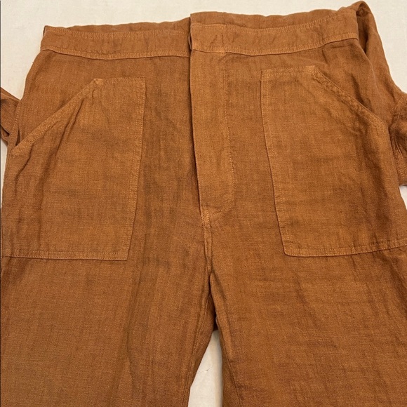 MATE THE LABEL LINEN SEDONA TAN LONG SLEEVE BUTTON UP JUMPSUIT SIZE SMALL - Picture 6 of 16